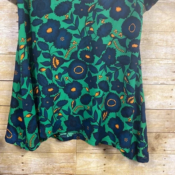 Vibrant mod 60s dress green and navy size large - Picture 6 of 10
